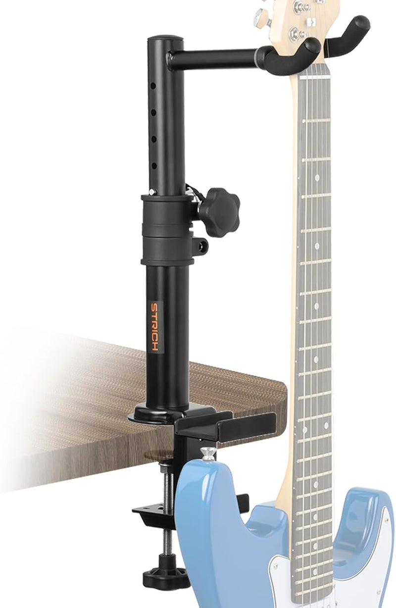 STRICH Guitar Desk Stand with Desk Clamp, Heavy Duty Metal Guitar Desk Mount Adjustable Height for Acoustic, Electric Guitar, Bass, TGS-1 - Image 1